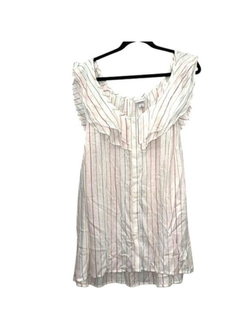 Ava & Viv Striped Ruffle Blouse 2X